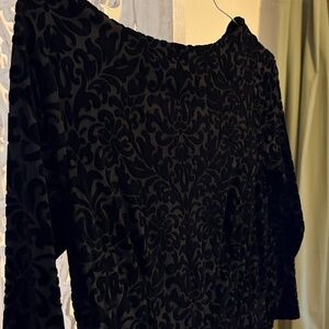 Talbots Black Floral Velvet Dress